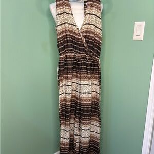 Brown and Cream Striped Jumpsuits